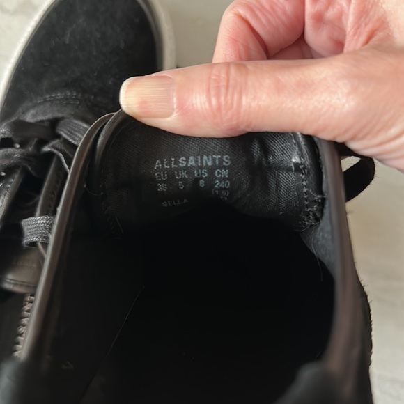 𝅺ALL Saints Black Marica Cow Suede Platform Sneakers Size 8 - Picture 6 of 8